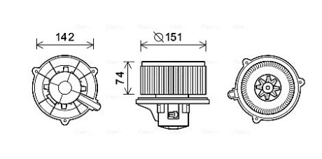 KA8224 Вентилятор отопителя салона Kia Rio (00-05) 1.3i 1.5i (KA8224) AVA AVA COOLING подбор по vin на Brocar