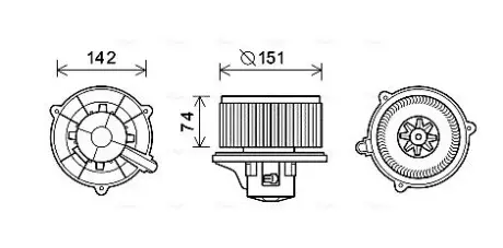 KA8224 Вентилятор отопителя салона Kia Rio (00-05) 1.3i 1.5i (KA8224) AVA AVA COOLING подбор по vin на Brocar