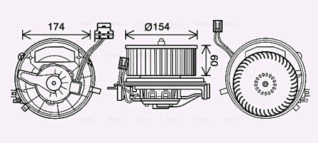 VN8399 Вентилятор отопителя салона VW Golf VII (13-) 1.4TSi 1.2TSi 2.0TDi 1.6TDi 1.6i (AVA COOLING подбор по vin на Brocar