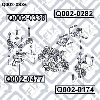 Q0020336 Подушка двигуна передня АКПП Q-FIX подбор по vin на Brocar