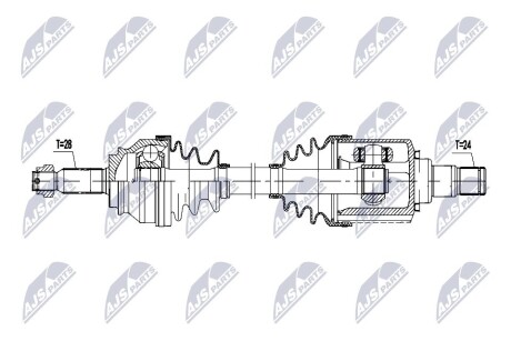 NPWMS084 Полуось mitsubishi asx 1.8di-d 10-, outlander 2 2.0di-d 07-, lancer 2.0di-d 08-, peugeot 4007 2.2hdi NTY підбір по vin на Brocar