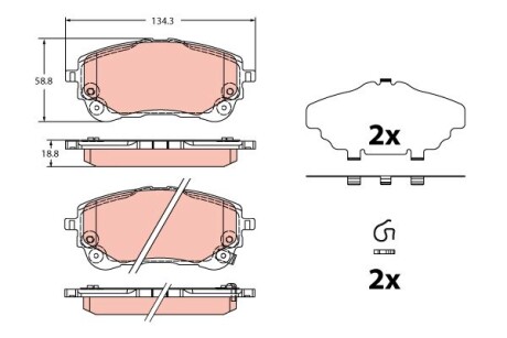 GDB2349 Гальмівні колодки дискові TOYOTA Corolla/Yaris Cross "F "19>> TRW подбор по vin на Brocar