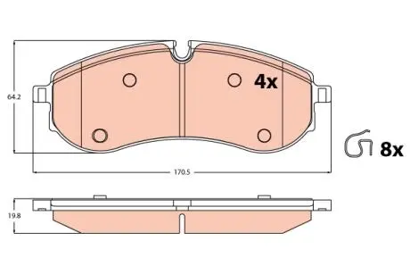 GDB2382 Гальмівні колодки дискові MAN/VW TGE/Crafter &quot;R &quot;16&gt;&gt; TRW підбір по vin на Brocar