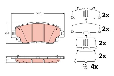 GDB2354 Гальмівні колодки дискові LEXUS UX \'\'F \'\'18>> TRW подбор по vin на Brocar