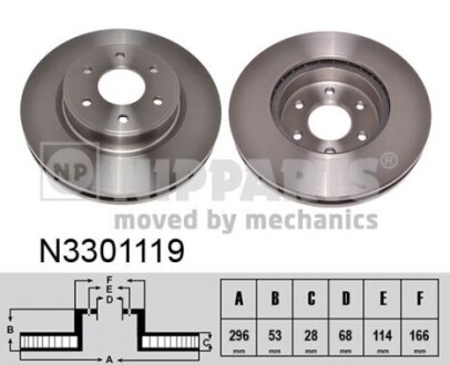 N3301119 Гальмівний диск NIPPARTS подбор по vin на Brocar