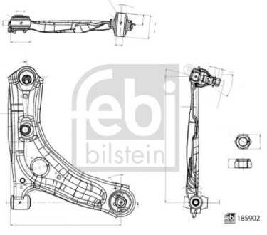 185902 Важіль підвіски з сайлентблоками і кульовою опорою FEBI BILSTEIN підбір по vin на Brocar