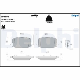 LP3698 Гальмівні колодки дискові FORD Explorer "R "20>> DELPHI підбір по vin на Brocar