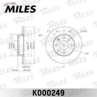 K000249 Диск гальмівний передній для Opel Corsa, Kadett MILES підбір по vin на Brocar