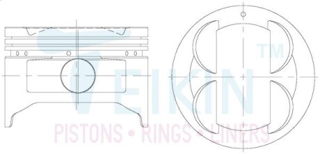 39186025 Поршни стандарт +0.25mm (к-кт на мотор) ISUZU 6VD1 3.2L Trooper TEIKIN підбір по vin на Brocar