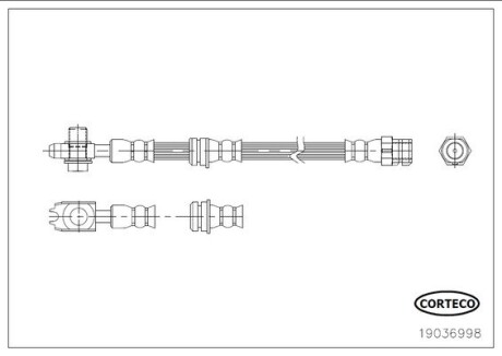 19036998 Тормозной шланг CORTECO підбір по vin на Brocar