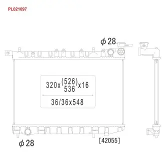PL021097 Радиатор, охлаждения дивгателя KOYO подбор по vin на Brocar