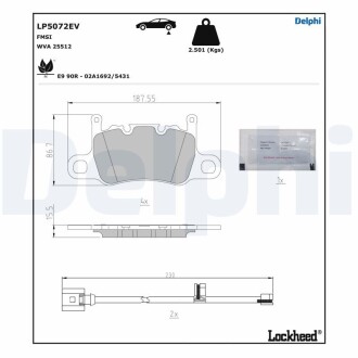 LP5072EV Гальмівні колодки, дискові DELPHI подбор по vin на Brocar