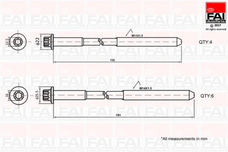 B1625 Комплект болтов головки цилидра FAI AUTOPARTS подбор по vin на Brocar