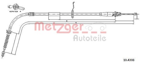 104308 Трос, стояночная тормозная система METZGER підбір по vin на Brocar