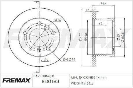 BD0183 Диск тормозной FREMAX подбор по vin на Brocar