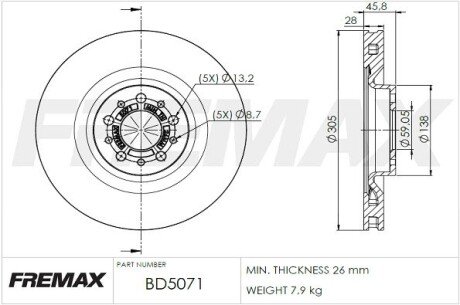 BD5071 Диск тормозной FREMAX подбор по vin на Brocar