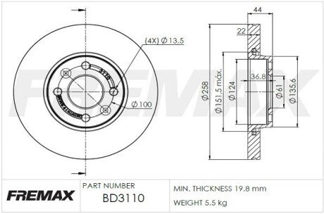 BD3110 Диск тормозной FREMAX подбор по vin на Brocar