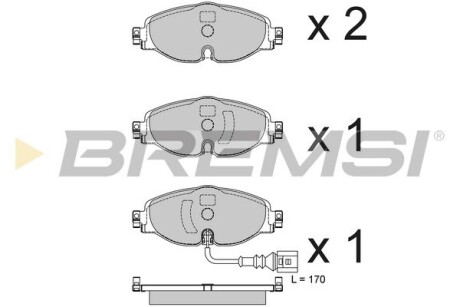 BP3782 Гальмівні колодки перед. Golf 14-20/Octavia 1.6 TDI 12-17 (TRW) BREMSI підбір по vin на Brocar