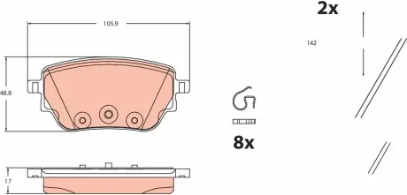 GDB2553 Гальмівні колодки дискові MERCEDES A/B/CLA/GLA &quot;R &quot;18&gt;&gt; TRW підбір по vin на Brocar