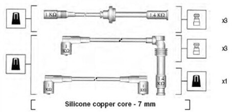 941045400525 Комплект проводов зажигания MAGNETI MARELLI подбор по vin на Brocar