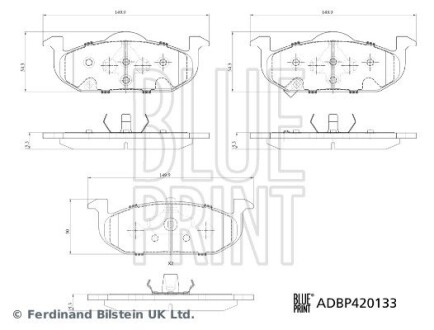 ADBP420133 Комплект гальмівних колодок з 4 шт. дисків BLUE PRINT подбор по vin на Brocar