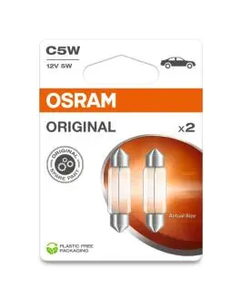 64182BL Лампа софітна допоможе. освітлення C5W 12V 5W SV8.5-8 (2 шт) blister (вир-во OSRAM) OSRAM підбір по vin на Brocar