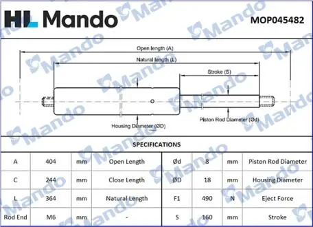 MOP045482 Амортизатор багажника MANDO підбір по vin на Brocar