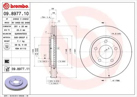 09897710 Гальмівний диск BREMBO підбір по vin на Brocar