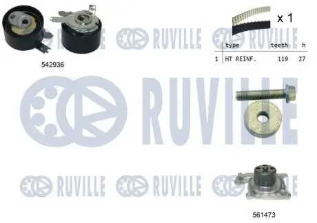 5505011 К-кт ГРМ з помпою Mercedes/Renault/Dacia 1.5 dCi 12 - RUVILLE підбір по vin на Brocar