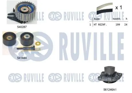 5502601 К-кт ГРМ+помпа Fiat Doblo 1.6 D Multijet/1.6 D 02.10- RUVILLE подбор по vin на Brocar