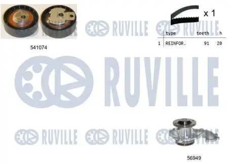 5500541 К-кт ГРМ+помпа Ford 1.8D 10.98-06.16 RUVILLE подбор по vin на Brocar