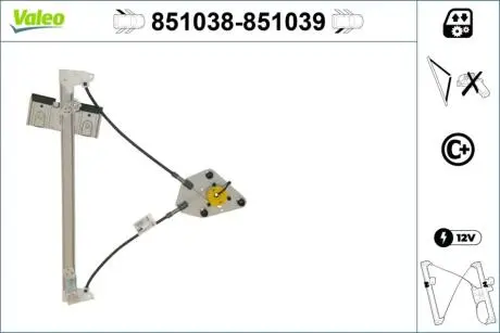 851038 Механізм склопідіймача VALEO підбір по vin на Brocar