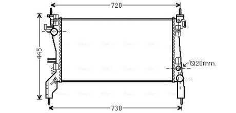 FTA2380 Радіатор охолодження двигуна Fiat Fiorino (07-)/Citroen Nemo (08-)/Peugeot Bipper (07-) 1.3 JTD Multijet (FTA2380) AVA AVA COOLING підбір по vin на Brocar