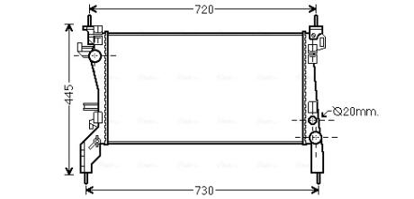 FTA2380 Радіатор охолодження двигуна Fiat Fiorino (07-)/Citroen Nemo (08-)/Peugeot Bipper (07-) 1.3 JTD Multijet (FTA2380) AVA AVA COOLING підбір по vin на Brocar