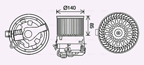 PE8558 Вентилятор обігрівача салону Citroen C3 (16-)/Peugeot 2008 (13-) (PE8558) AVA AVA COOLING підбір по vin на Brocar