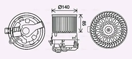 PE8558 Вентилятор отопителя салона Citroen C3 (16-)/Peugeot 2008 (13-) (PE8558) AVA AVA COOLING подбор по vin на Brocar