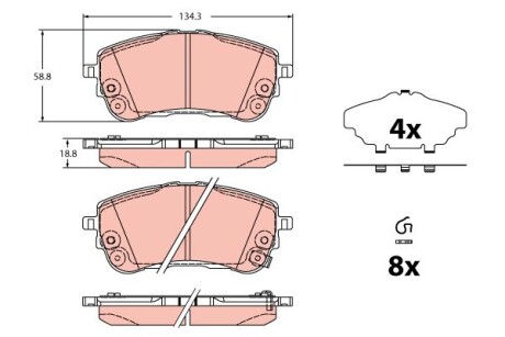 GDB2345 Гальмівні колодки, дискові TRW підбір по vin на Brocar