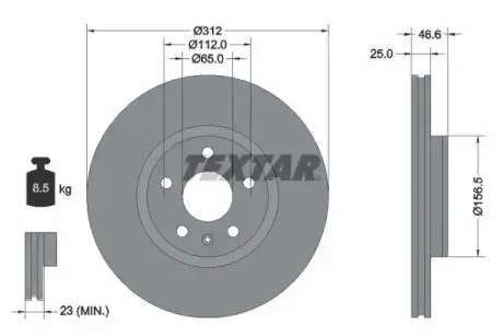 92343203 Гальмівний диск TEXTAR подбор по vin на Brocar