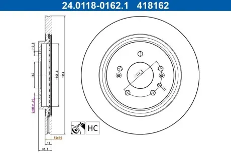 24011801621 Диск гальмівний ATE подбор по vin на Brocar