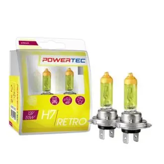 PTZRT7DUO Лампочка Powertec галоген H7 (12 В, 55 Вт, тип гнізда: PX26D, жовта 2 лампи) M-TECH Retro M-TECH підбір по vin на Brocar
