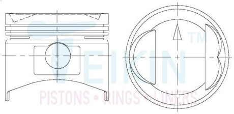 43155STD Поршень із пальцем STD (к-кт на двигун) Mitsubishi 2.0L (4G63 OLD) TEIKIN 43155-STD TEIKIN підбір по vin на Brocar