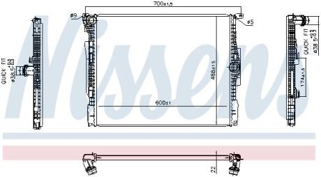 606513 NISSENS BMW Радіатор охолодження двиг. 1 (F20), 1 (F21), 3 (F30, F80), 3 Touring (F31), 4 Купе (F32, F82), 4 Gran Coupe (F36) NISSENS подбор по vin на Brocar