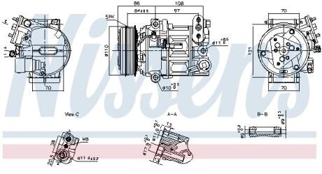 890591 NISSENS OPEL Компресор кондиціонера ASTRA K 15-, INSIGNIA B 17- NISSENS підбір по vin на Brocar