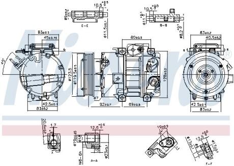 890917 NISSENS KIA Компресор кондиціонера SORENTO III 2.4 15- NISSENS підбір по vin на Brocar