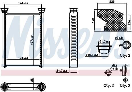 707309 NISSENS OPEL Радіатор опалення MOKKA / MOKKA X 12- NISSENS підбір по vin на Brocar