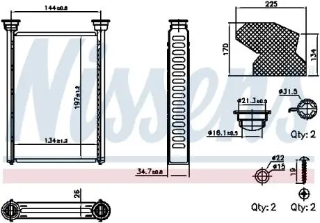 707309 NISSENS OPEL Радіатор опалення MOKKA / MOKKA X 12- NISSENS подбор по vin на Brocar