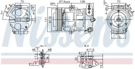 890663 NISSENS OPEL Компресор кондиціонера CORSA E 14- NISSENS підбір по vin на Brocar