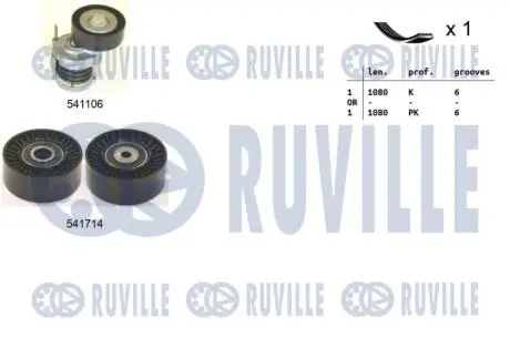 570114 RUVILLE VW К-кт ГРМ (ремінь+ 2 ролика) AMAROK 2.0 10-, CRAFTER 30-35 2.0 11- RUVILLE подбор по vin на Brocar
