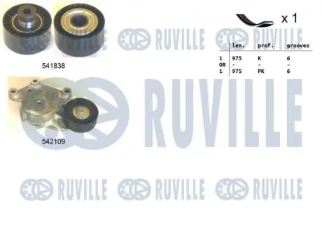 570187 RUVILLE PEUGEOT К-кт ГРМ (ремінь + 2 ролика) 407 (6D_) 1.6 HDi 110 04-10 RUVILLE подбор по vin на Brocar