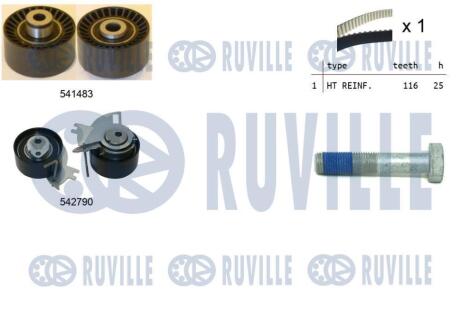 550427 RUVILLE к-к ГРМ (ремень + 2шт. ролики) Citroen Jumpy 2.0 BlueHDi 15- RUVILLE подбор по vin на Brocar